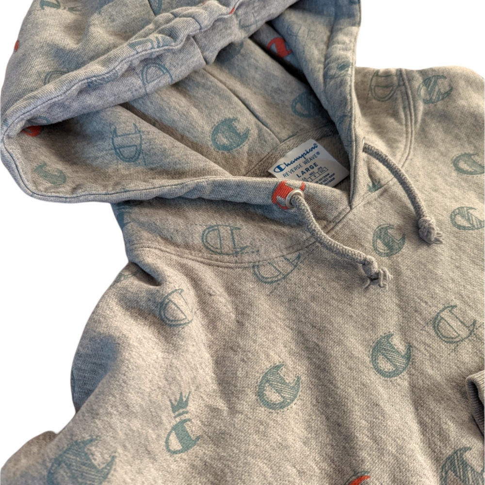 Champion Reverse Weave All Over Print Grey Hoodie - image 6